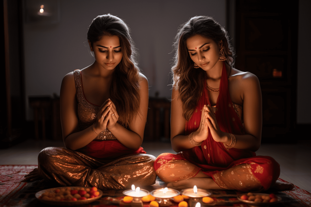 capture the serenity of diwali with a prayer pose phot 5d756189 53b5 4a47 b116 9a3b6ae95974